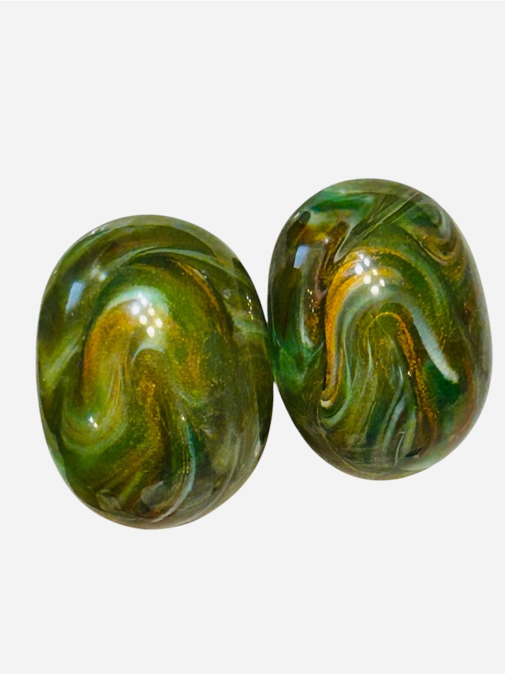 Vintage Shimmer Lucite High Dome Clip Earrings